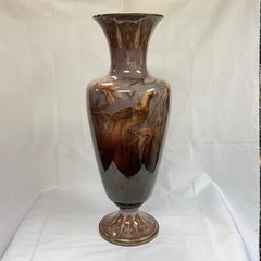 Monumental Austrian Glazed Faience Bird motif Vase by Gerbing & Stephan