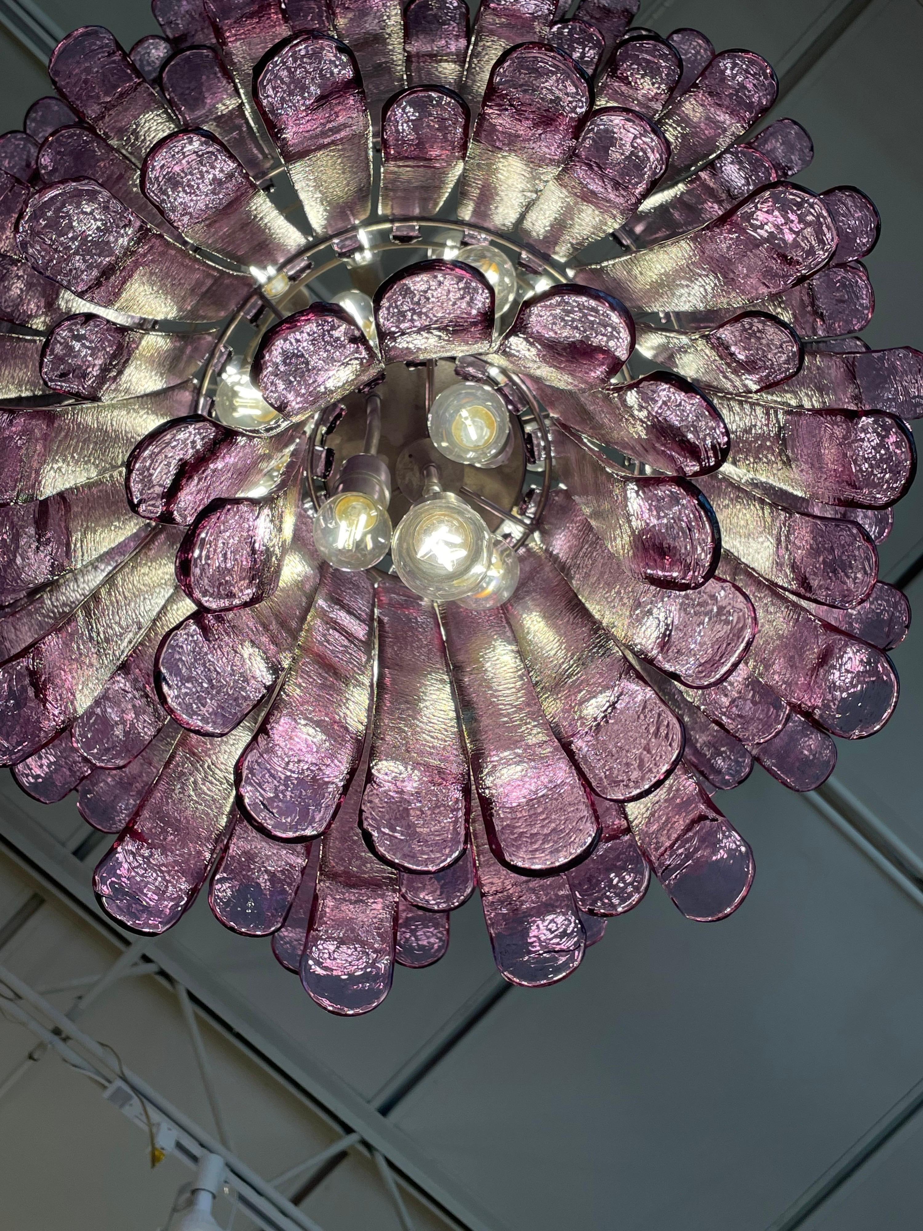 Italian Monumental A.V. Mazzega 4-Tier Lilac Murano Glass Chandelier For Sale