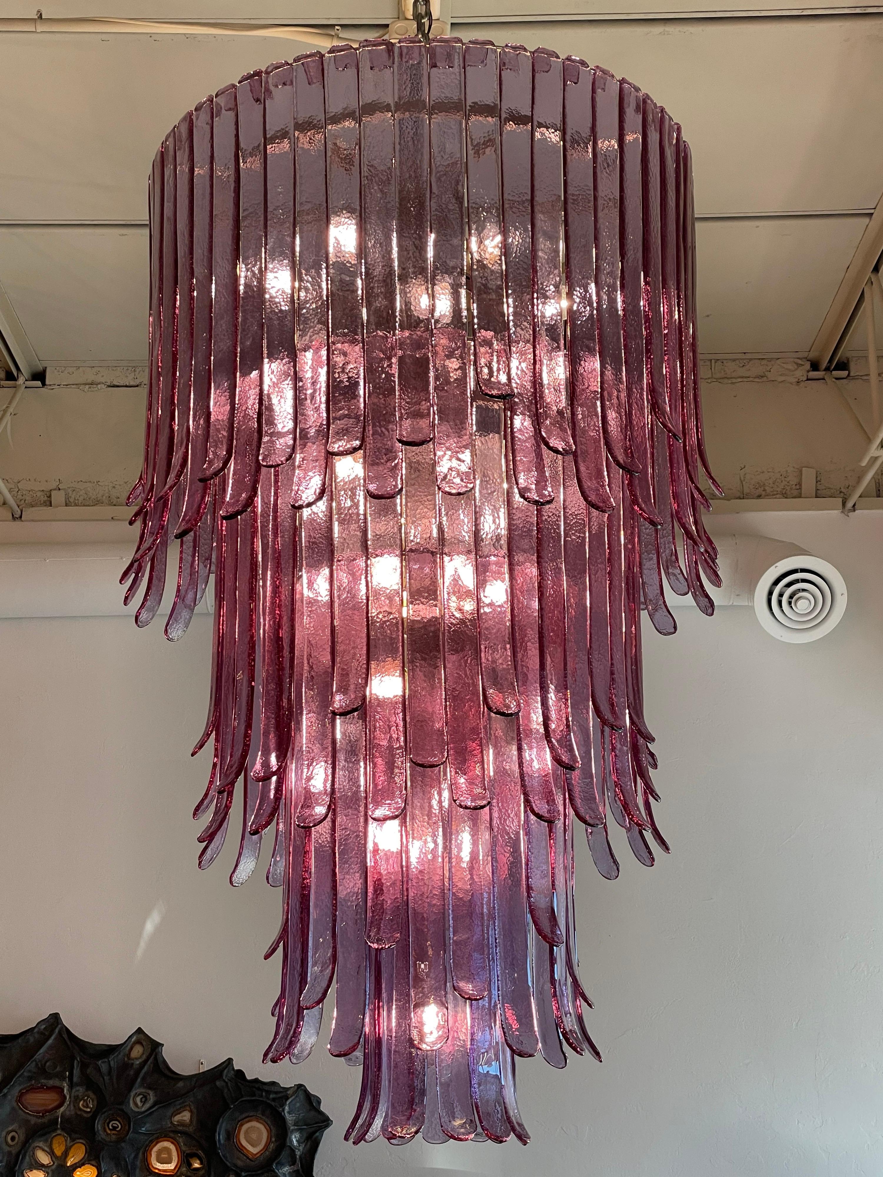 Monumental A.V. Mazzega 4-Tier Lilac Murano Glass Chandelier For Sale 1