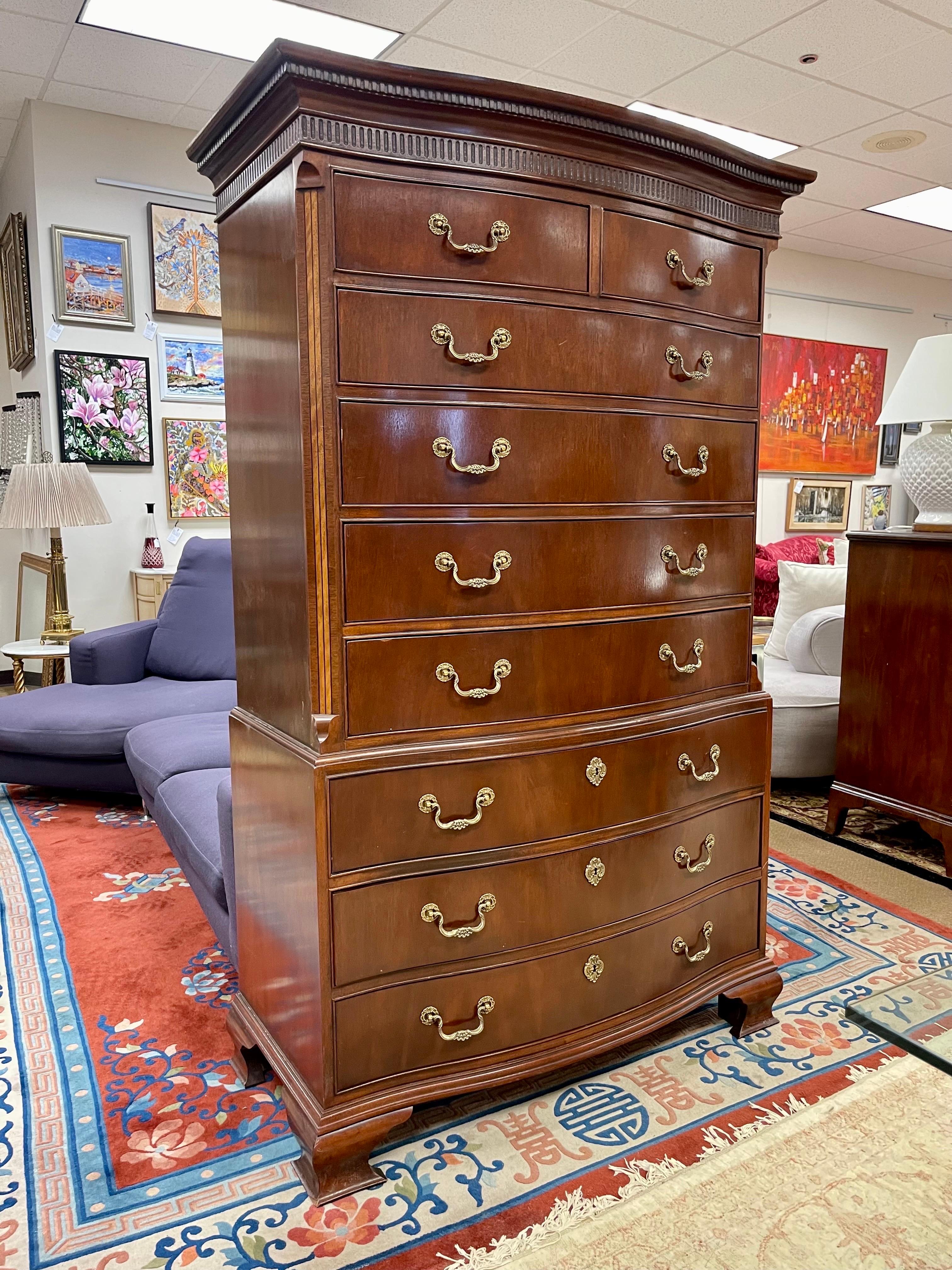 Baker Furniture Nine Drawer Mahogany & Brass Dresser Chest of Drawers 2