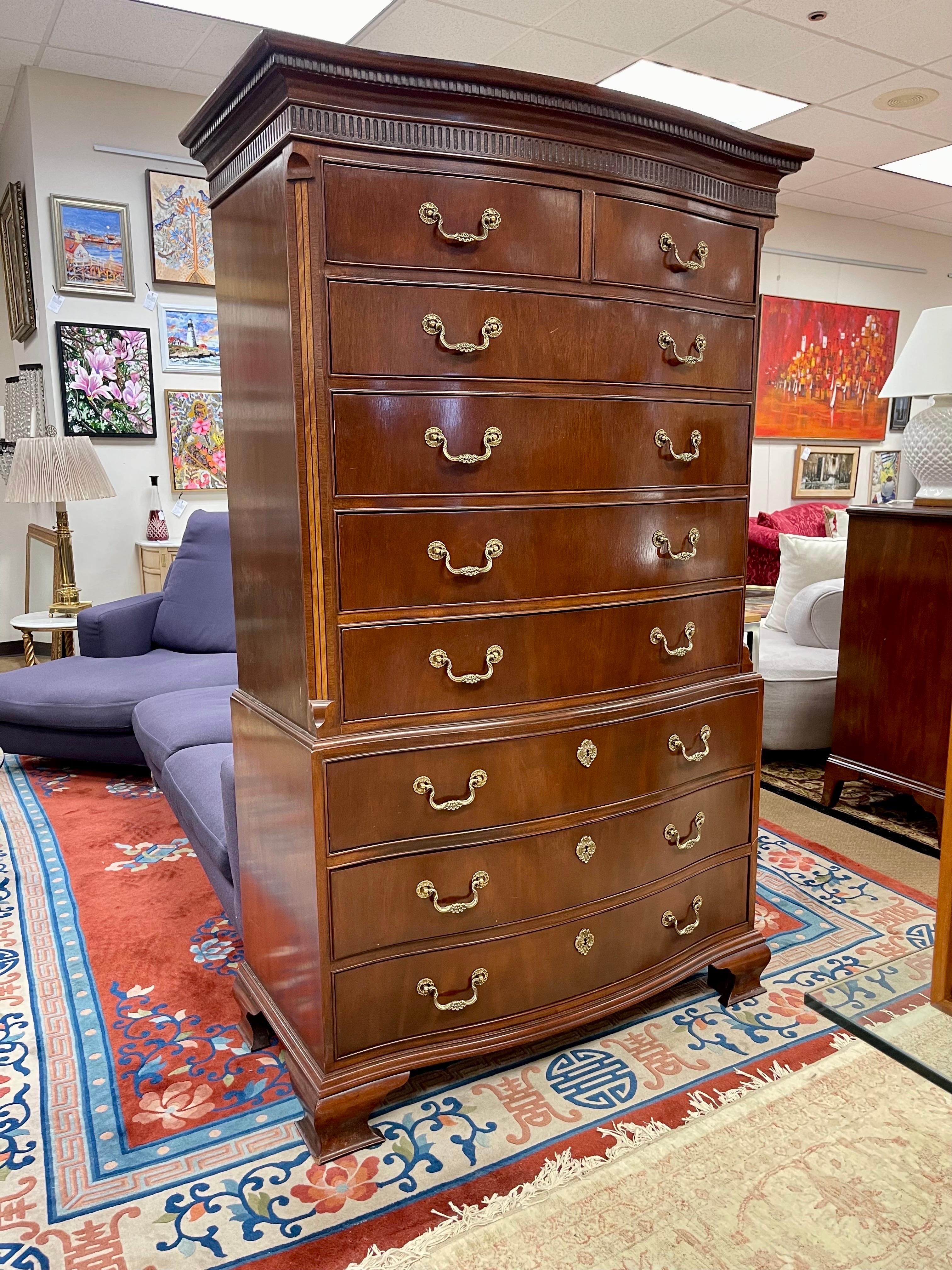 Baker Furniture Nine Drawer Mahogany & Brass Dresser Chest of Drawers 3