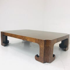 Monumental Baker Greek Key Burl Coffee Table