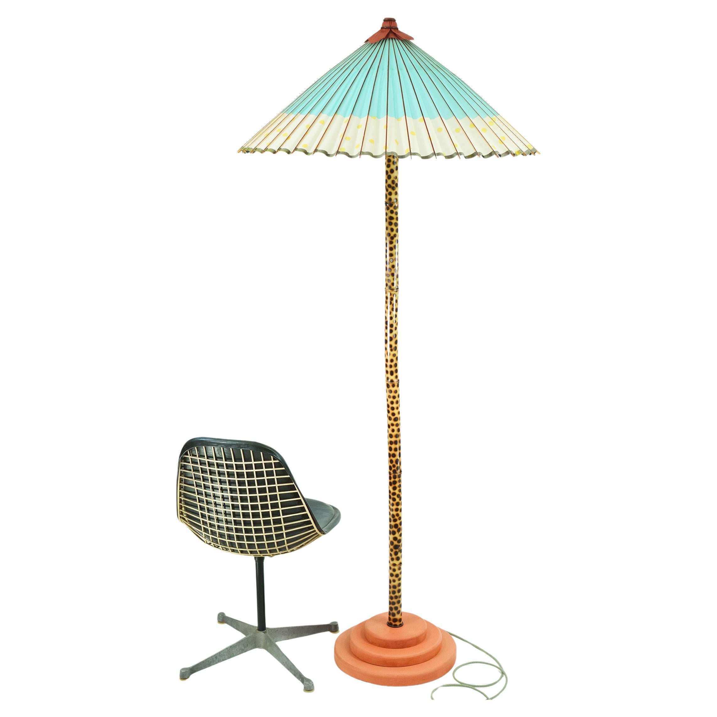 Monumental Bamboo Floor Lamp with Japanese Parasol Shade — Tennant New York