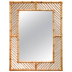 Monumental Bamboo Mirror with Geometrical Fretwork Monumental Bamboo Mirror with Geometrical Fretwork
