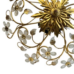 Monumental Banci Firenze Florentine Murano Glass Flush Mount Tole Toleware Gilt