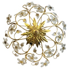 Monumental Banci Firenze Florentine Murano Glass encastré Tole Toleware Gilt