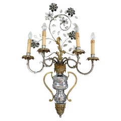 Monumental Banci Firenze Gold Murano Crystal Wall Light