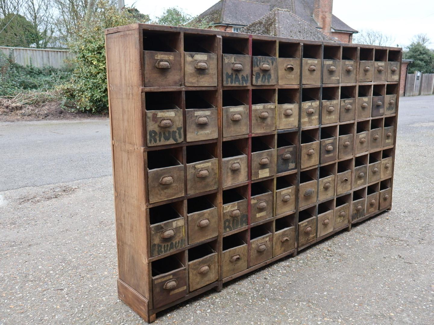 Victorian Monumental Bank of Elm Drawers