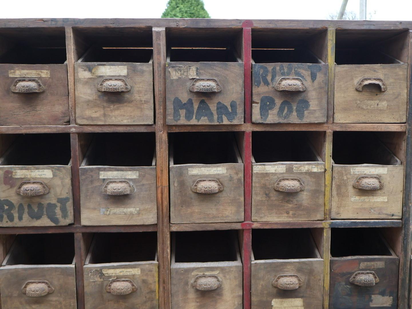 19th Century Monumental Bank of Elm Drawers
