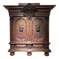 Monumental baroque cabinet, oak, around 1720, North German