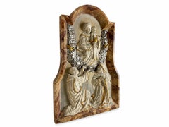 Monumental Baroque Carved Relief of the Virgin Mary Appearing to Saint Bernard