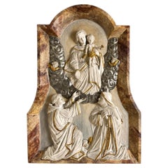 Monumental Baroque Carved Relief of the Virgin Mary Appearing to Saint Bernard