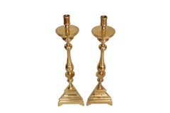 Monumental Baroque Style Brass Candle Holders - a Pair