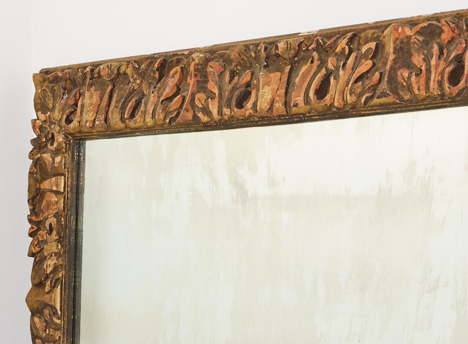 Monumental Baroque Style Parcel Gilt Carved Mirror 1