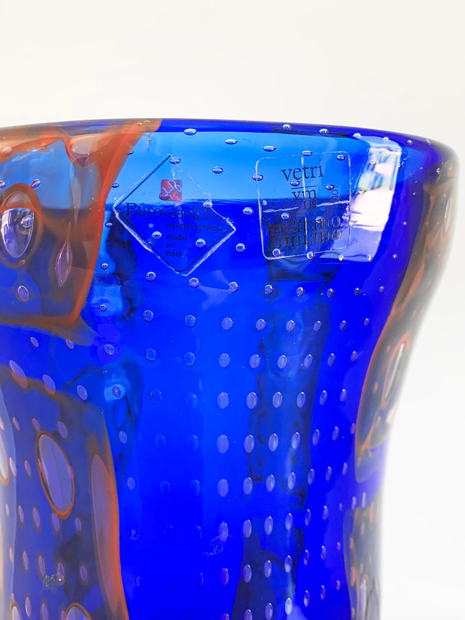Blown Glass Monumental Barovier e Toso Murano Modern Glass Vase For Sale