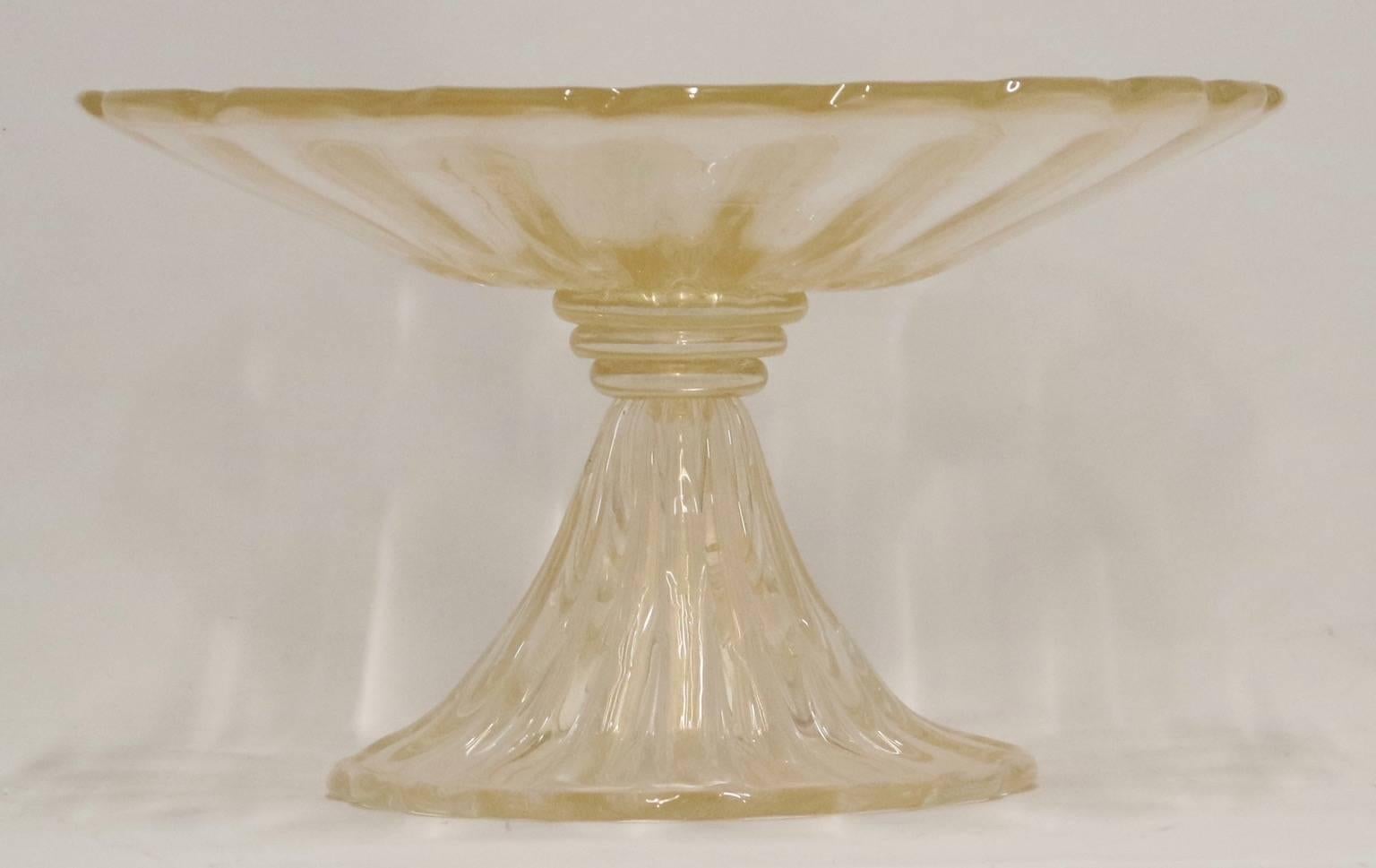 Hollywood Regency Monumental Barovier Murano Glass Footed Centre Bowl