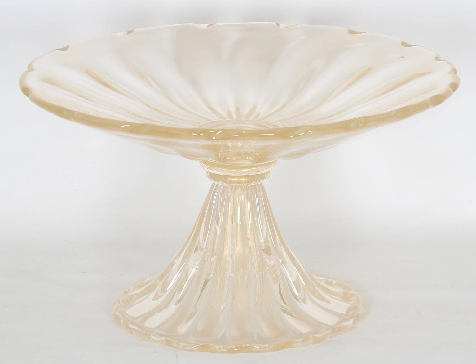 Monumental Barovier Murano Glass Footed Centre Bowl In Excellent Condition In New York, NY