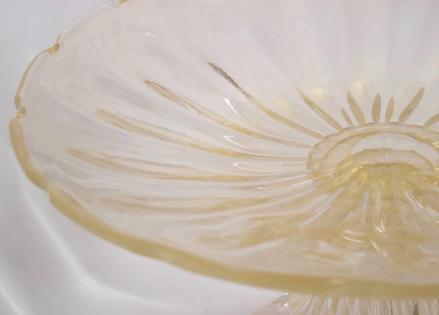 Mid-20th Century Monumental Barovier Murano Glass Footed Centre Bowl