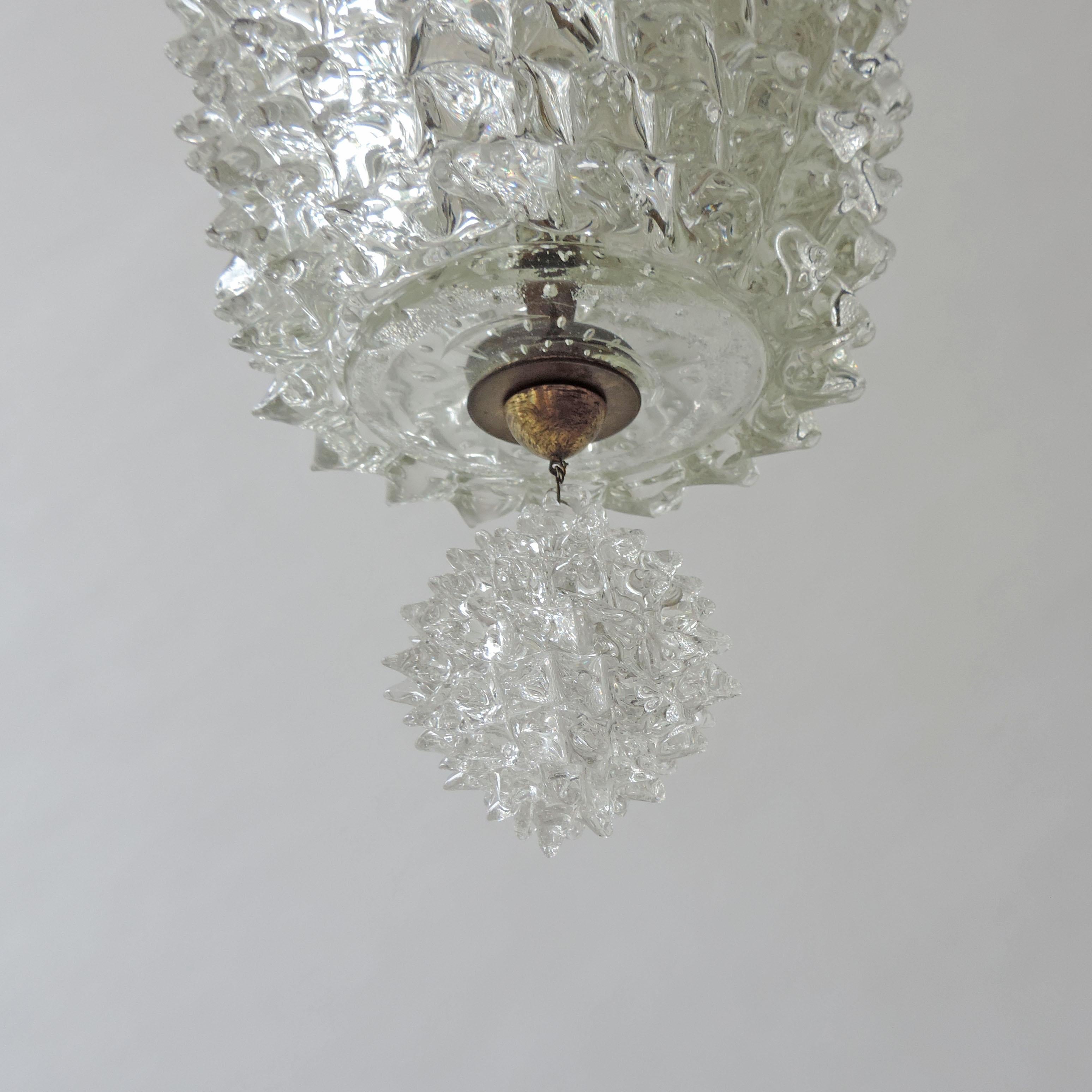 Monumental Barovier & Toso Murano Glass Pendant, Italy, 1940s In Good Condition In Milan, IT