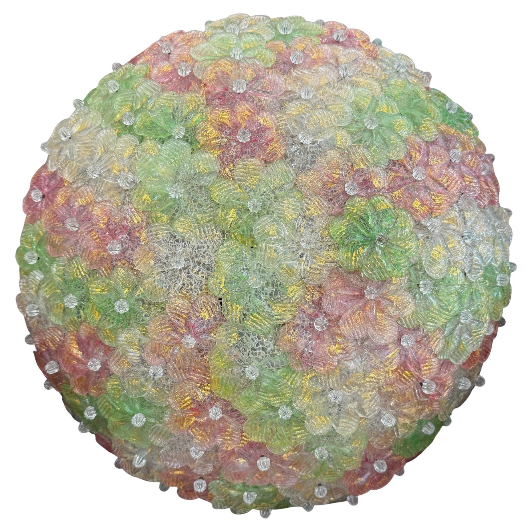 Monumentale Barovier & Toso Oval Flush Mount Murano Glas Deckenleuchte, 20. Сen im Angebot