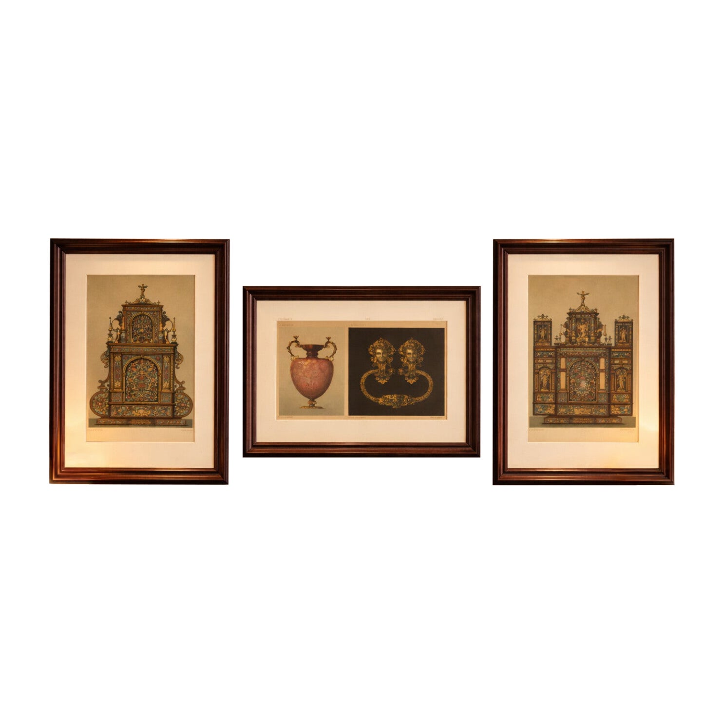Monumental Bavarian Altar Design Triptych – Historicist Ornament, c. 1874