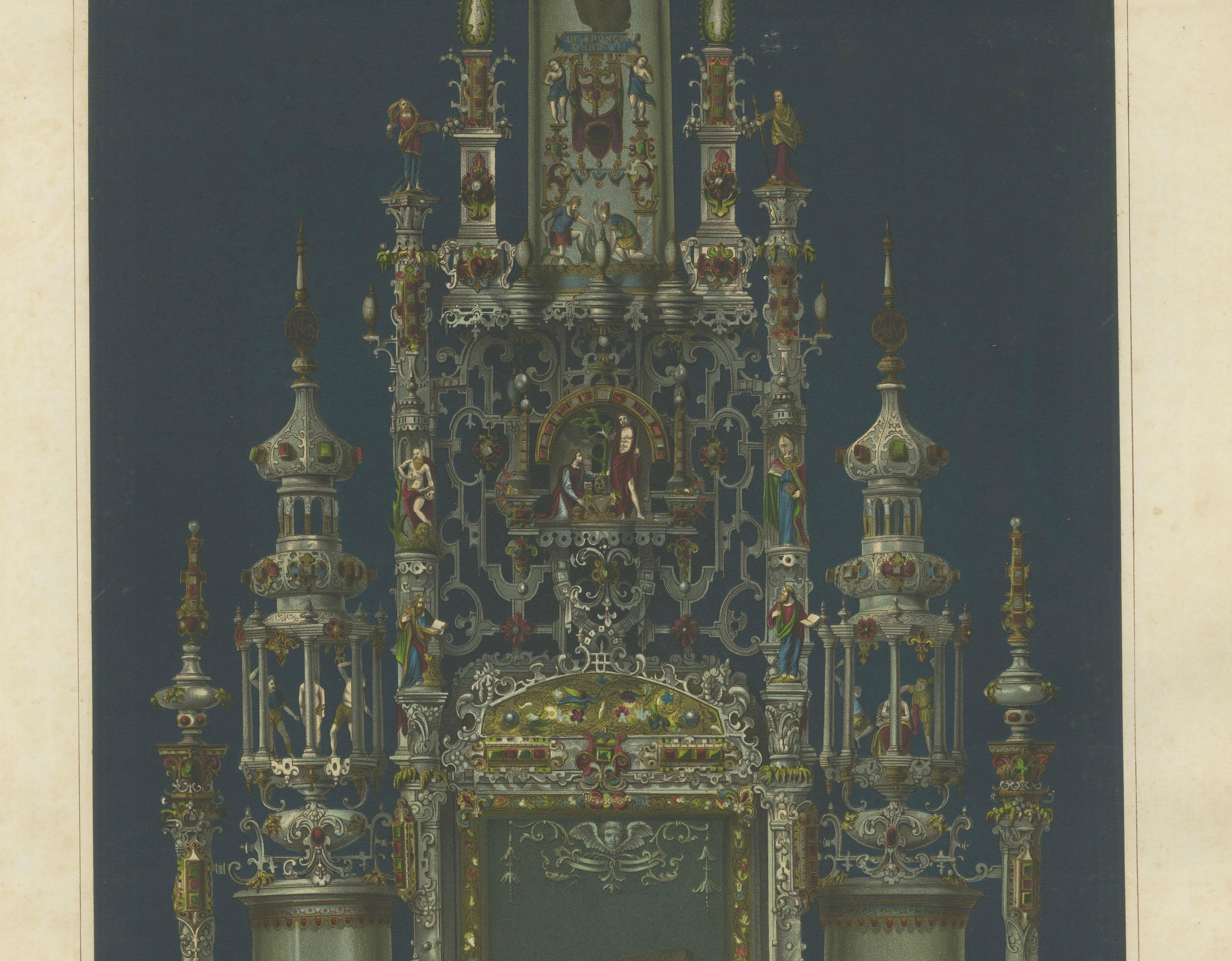 Monumental Bavarian Altars – Architectural Triptych, Munich 1874
