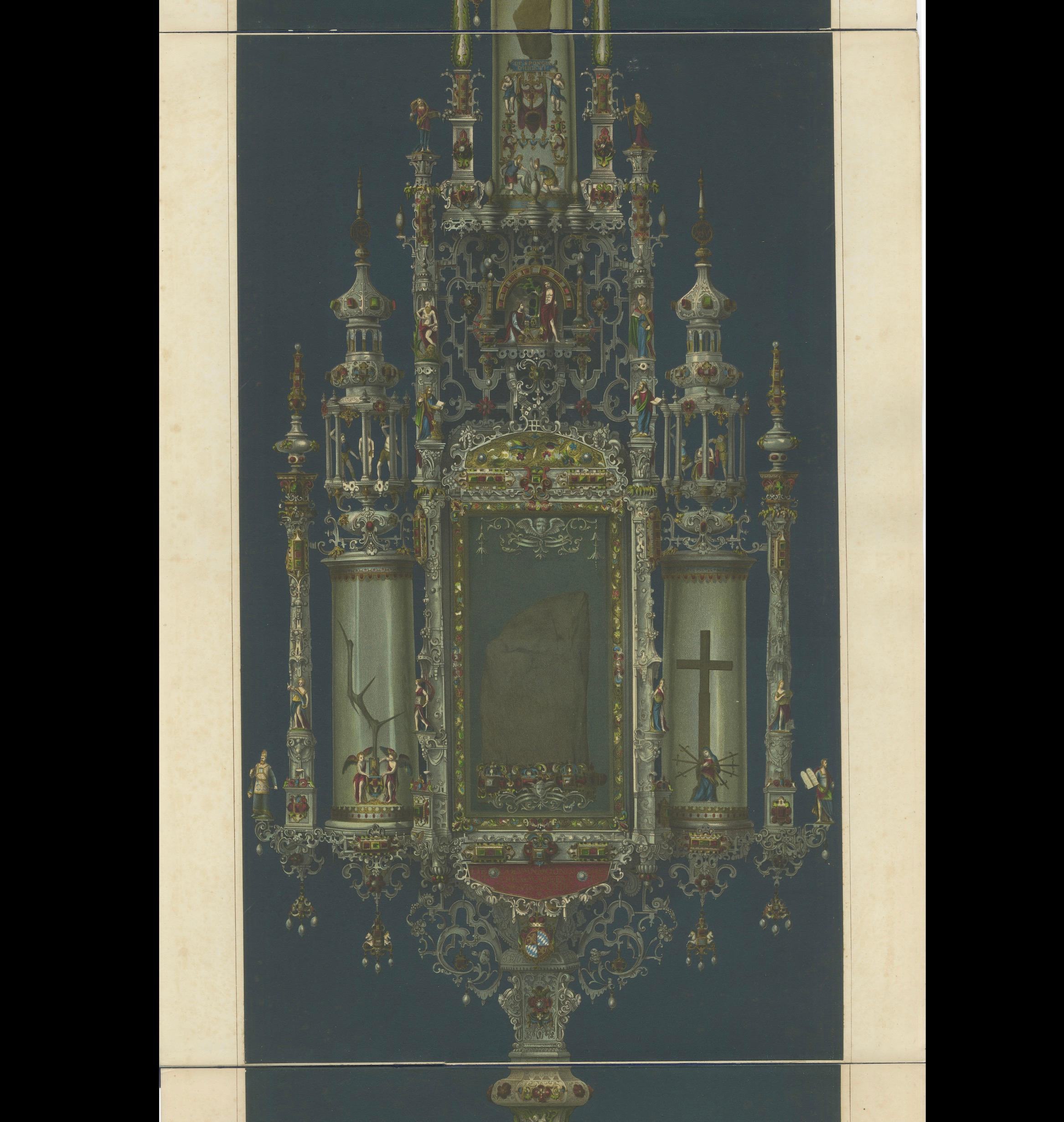 Monumental Bavarian Altars – Architectural Triptych, Munich 1874