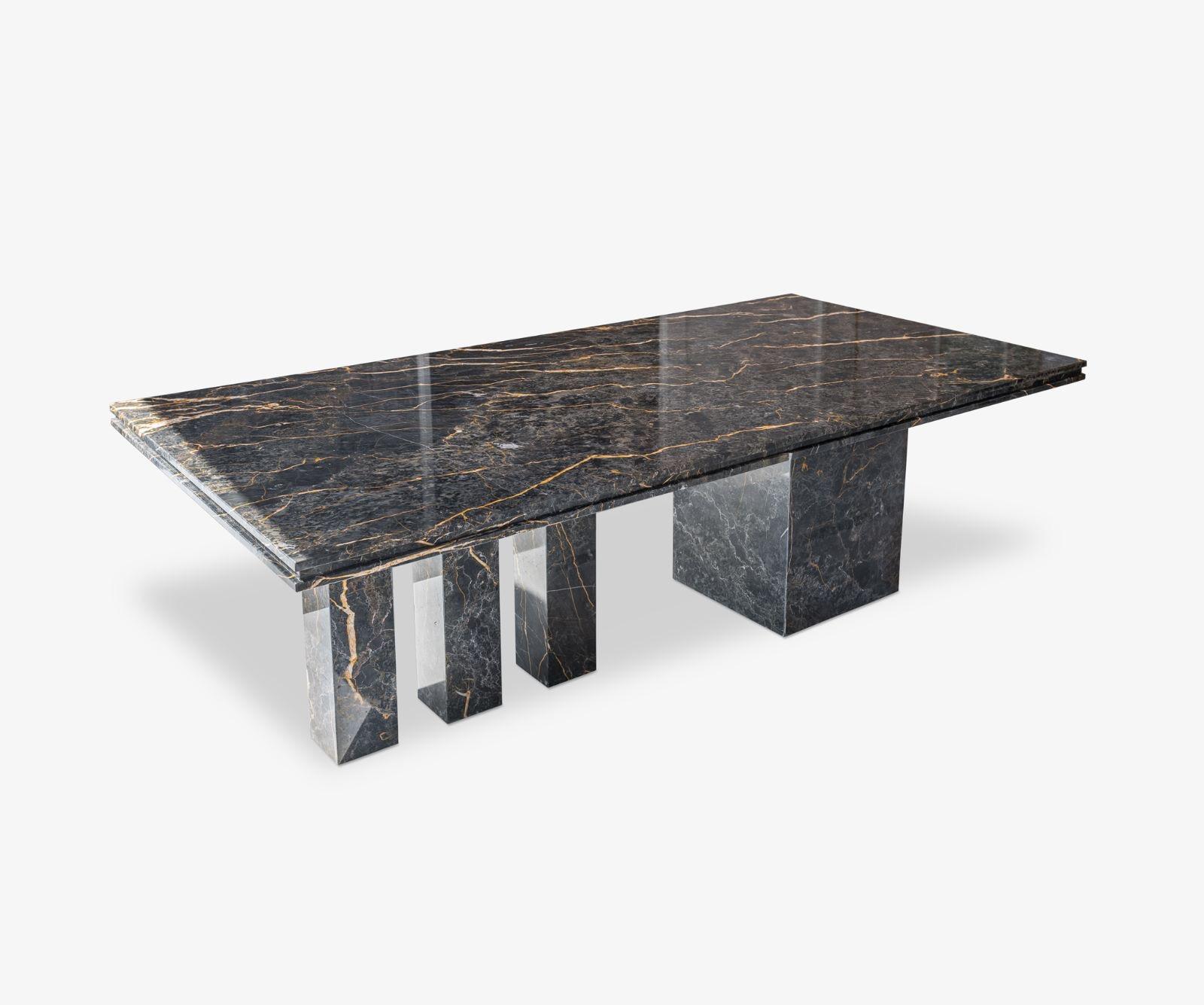 Modern Monumental Beauty Oversize Marble Table in Noir Saint Laurent 2023 For Sale
