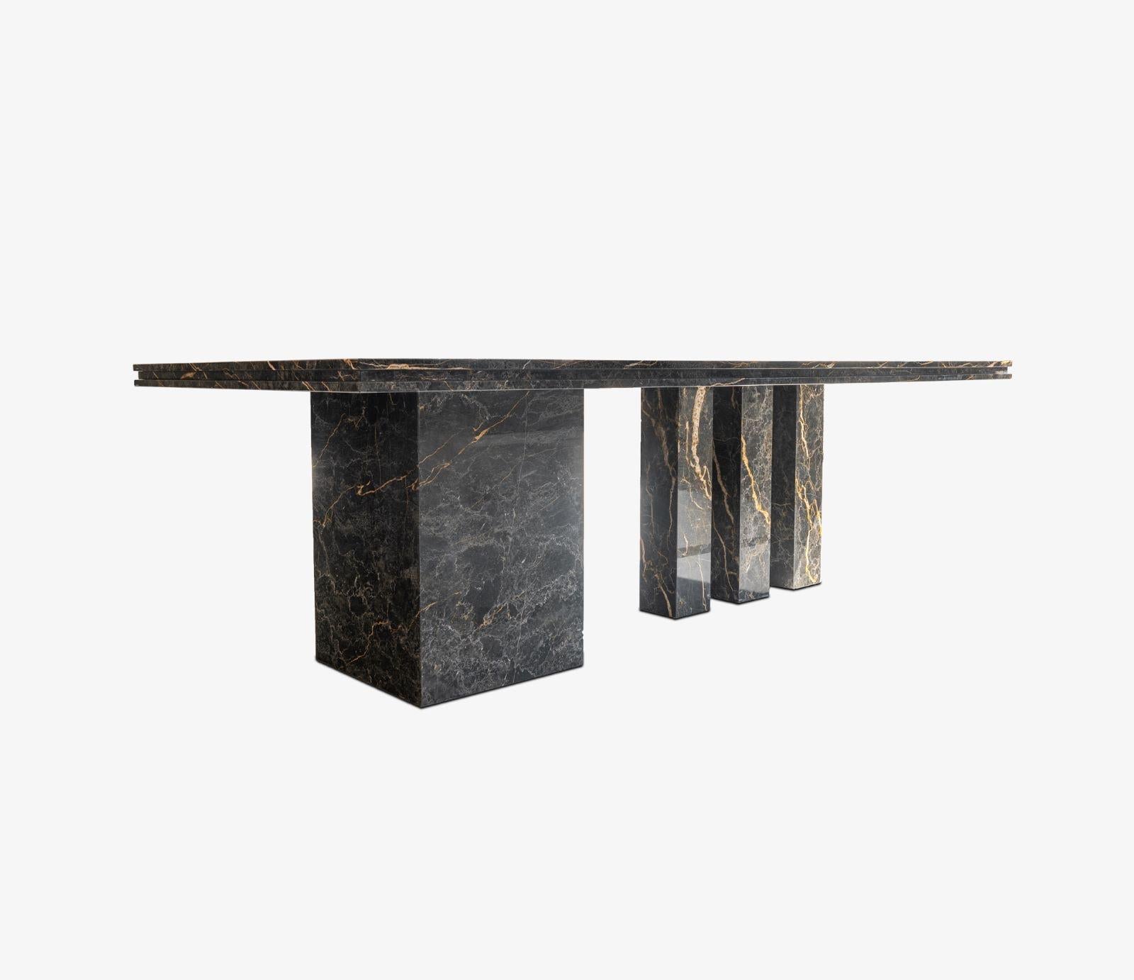 Italian Monumental Beauty Oversize Marble Table in Noir Saint Laurent 2023 For Sale