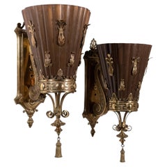 Monumental Beaux-Arts Architectural Bronze and Molded Copper Wall Sconces