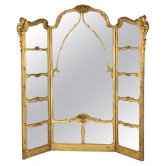 Monumental Belle Époque Carved Giltwood Dressing Mirror, Paris, circa 1880
