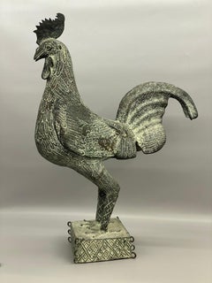 Gallo monumentale in bronzo fuso del Benin