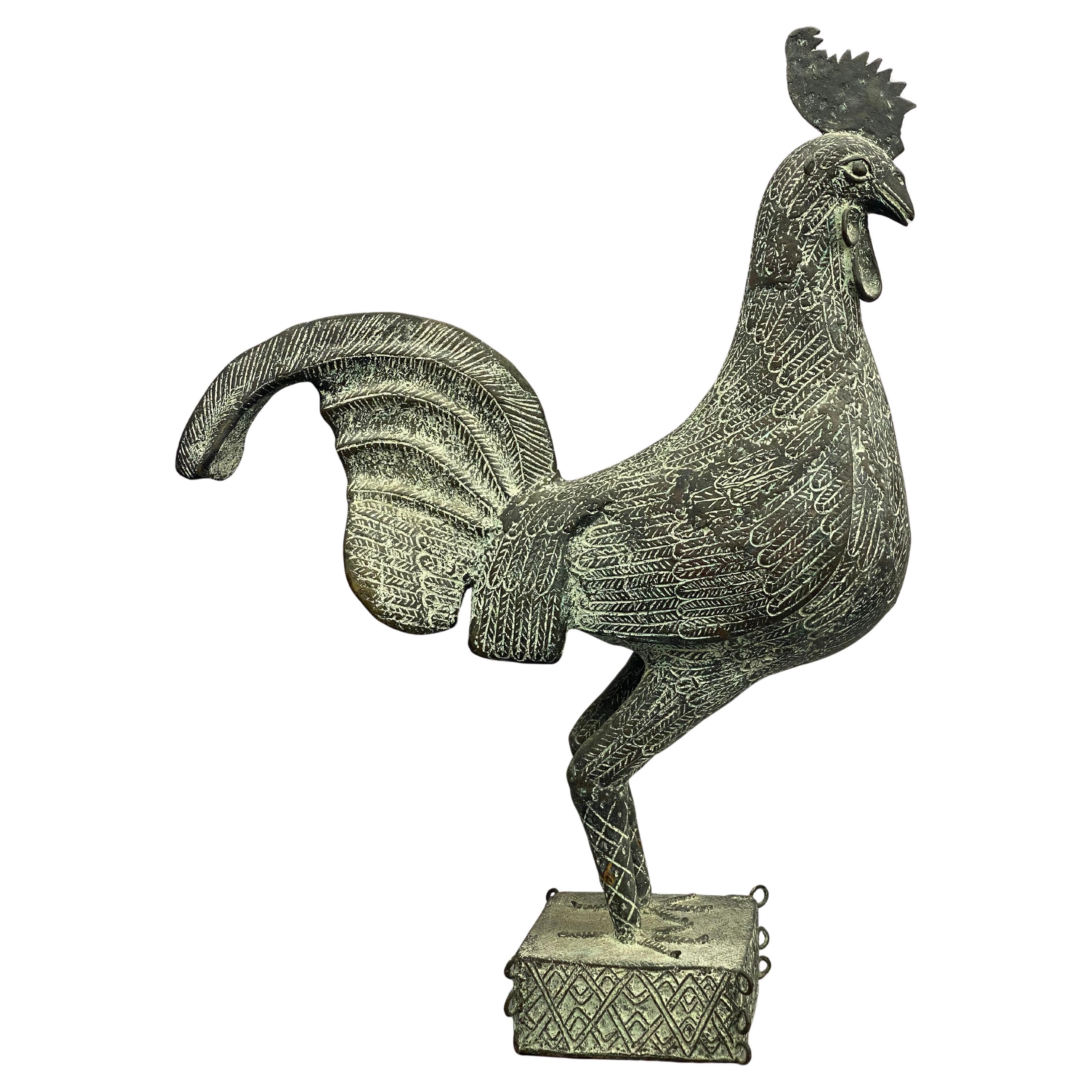 Coq monumental en bronze coulé du Bénin