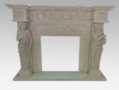 Monumental Bespoke Carved White Marble Fireplace Surround with Classical Figures