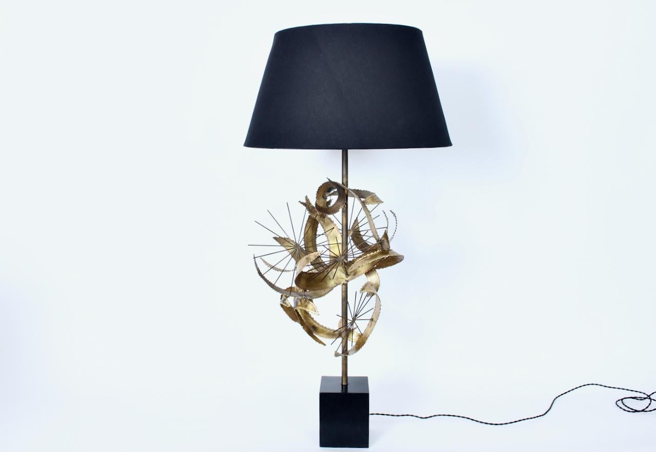 Monumental Bijan of California for Laurel Brazed Brass "Setterah" Table Lamp For Sale
