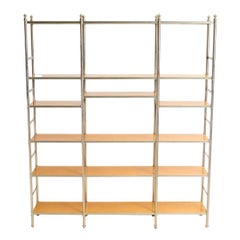 Monumental Billy Baldwin Style Brass and Wood Etagere
