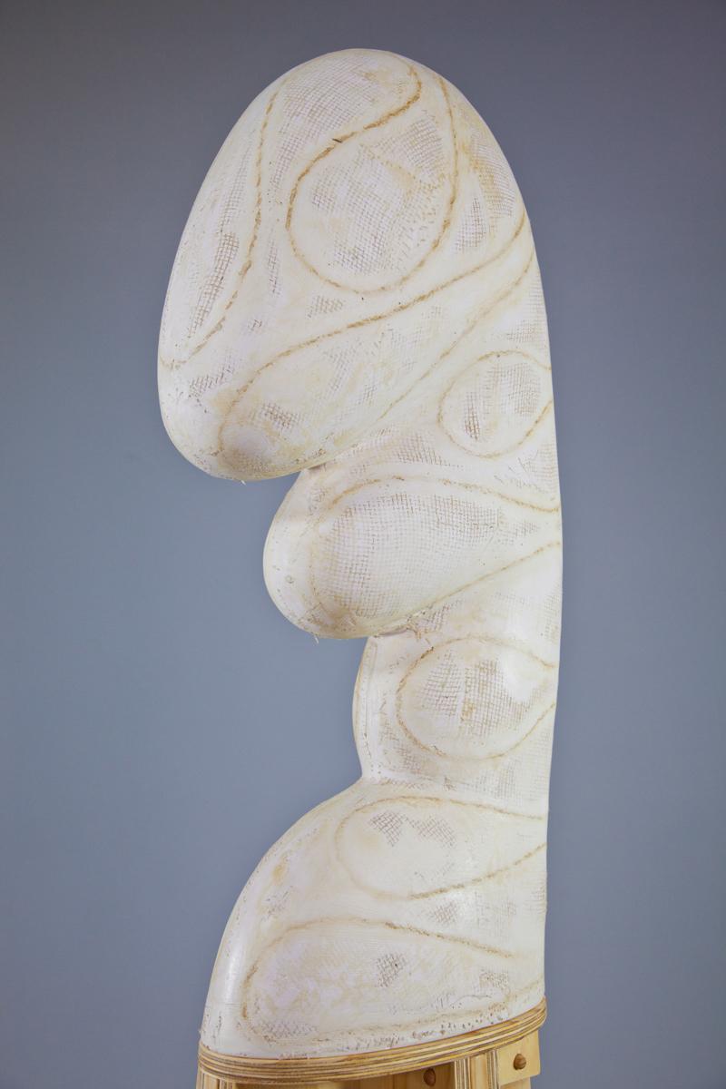 American Large-Scale Biomorphic Plaster Sculpture on Artist-Built Wooden Stand For Sale