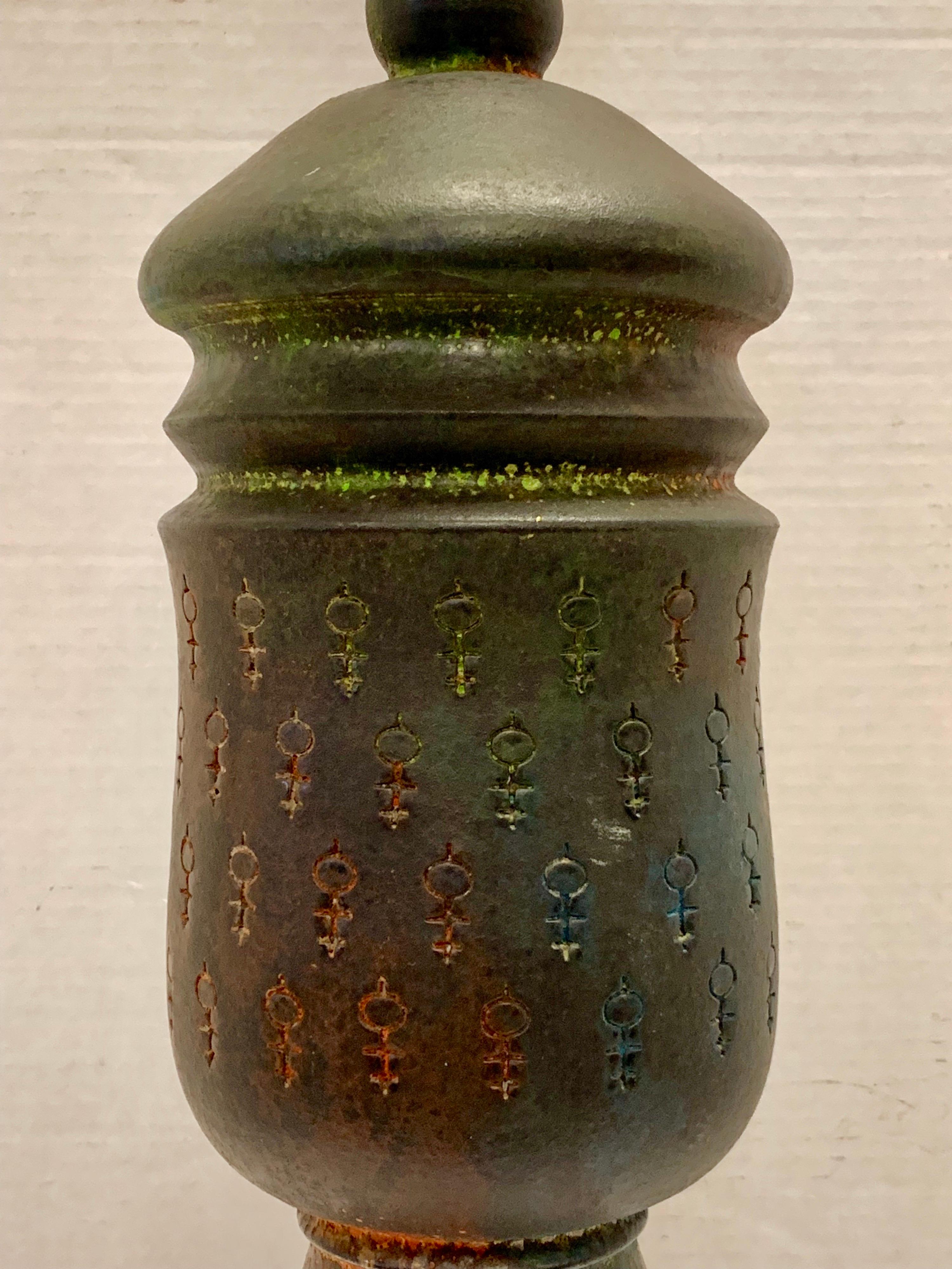 Monumental Bitossi Ceramic Lamp by Aldo Londi for Raymor Italy circa 1960s Venus 3