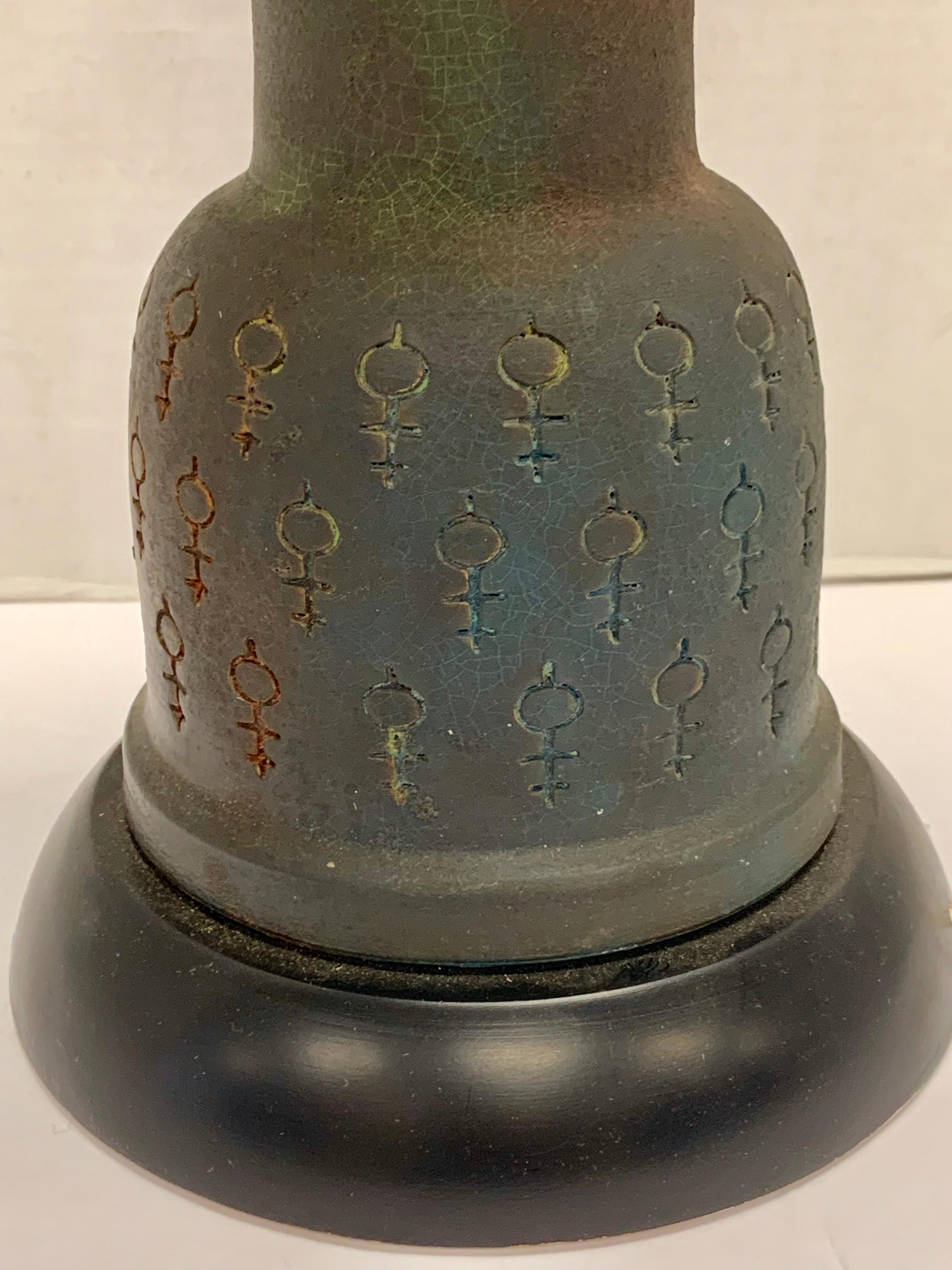 Monumental Bitossi Ceramic Lamp by Aldo Londi for Raymor Italy circa 1960s Venus 4