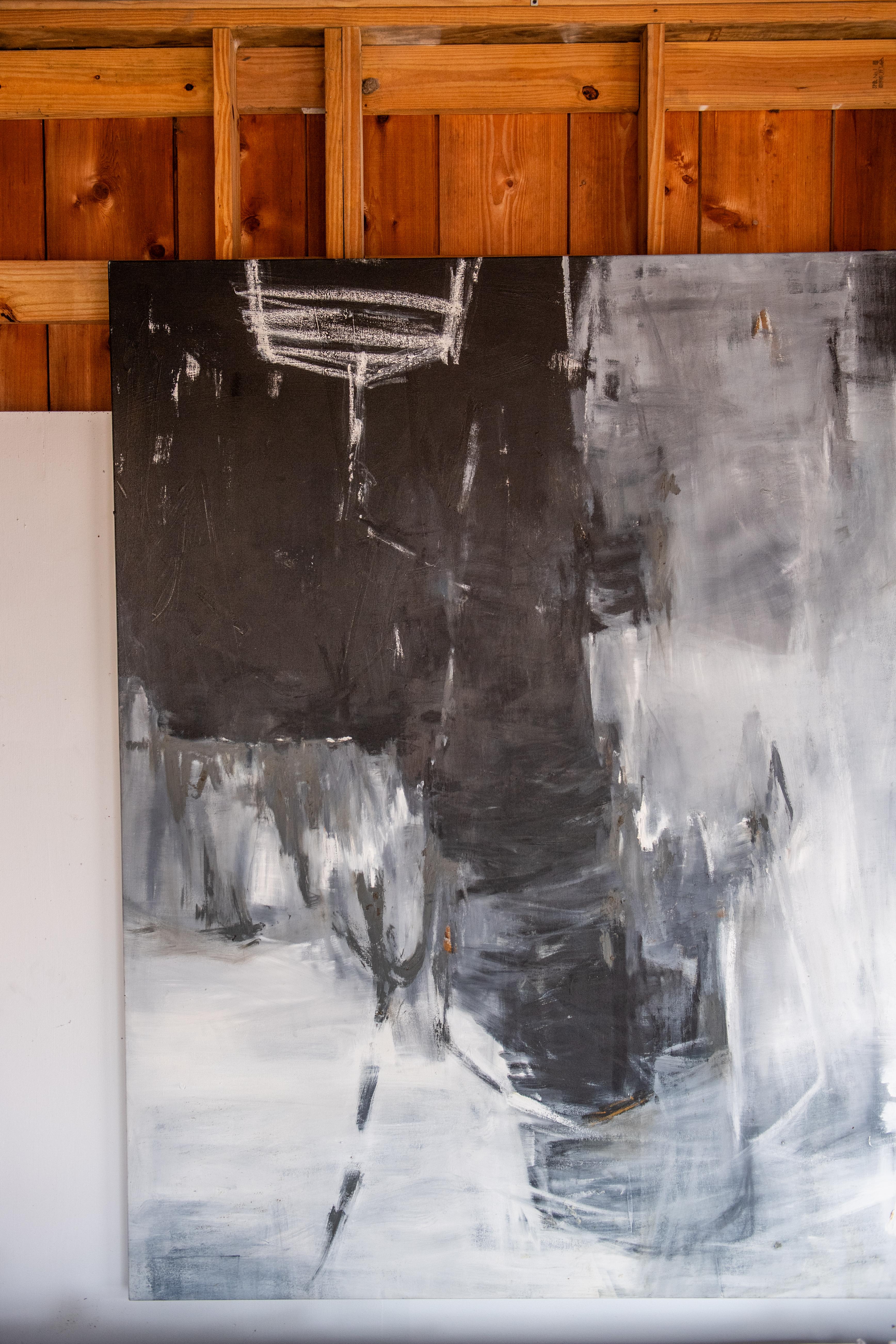 Monumental Black and White Abstract Painting,  Oil, by Dixie Purvis im Angebot 6
