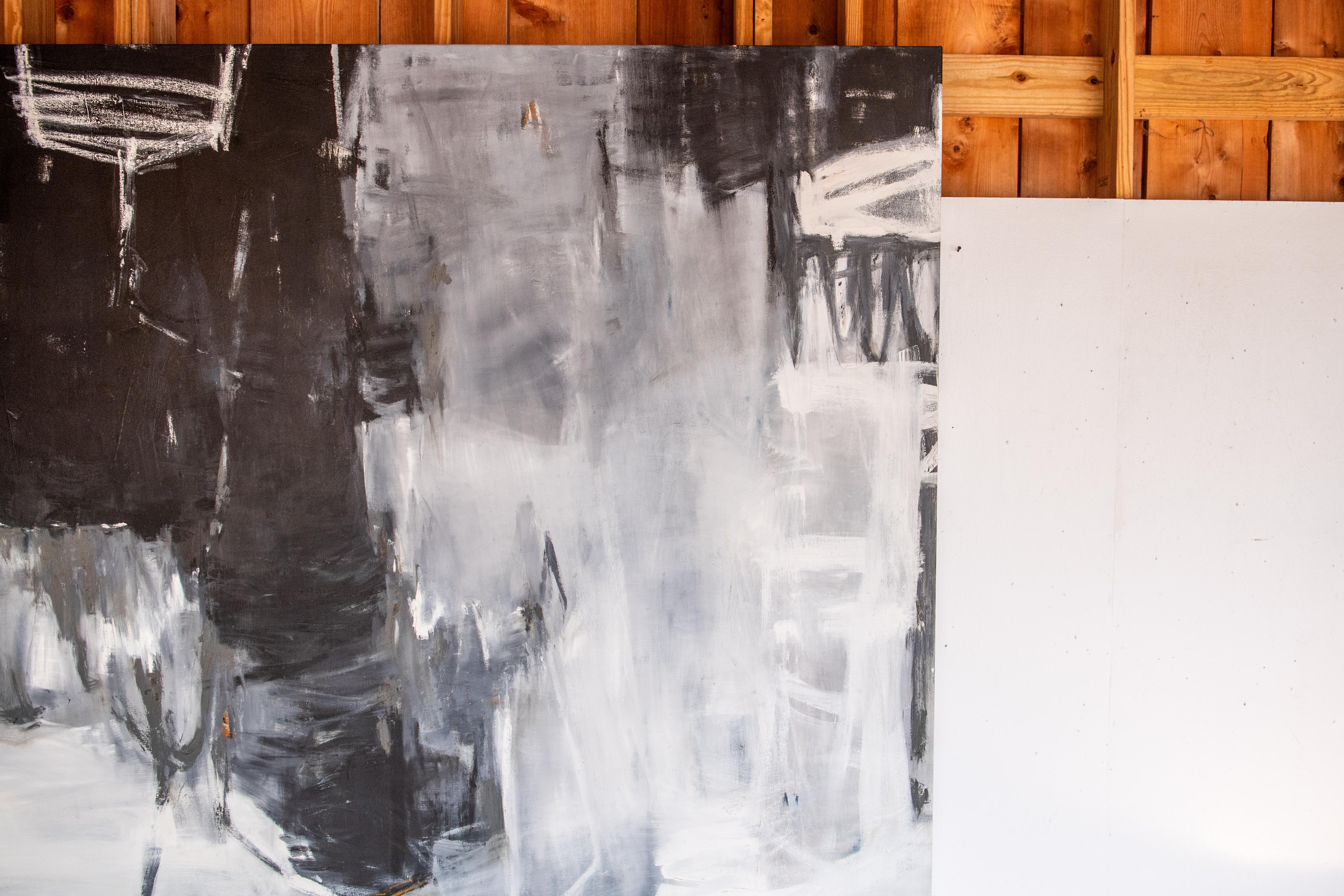 Monumental Black and White Abstract Painting,  Oil, by Dixie Purvis im Angebot 7