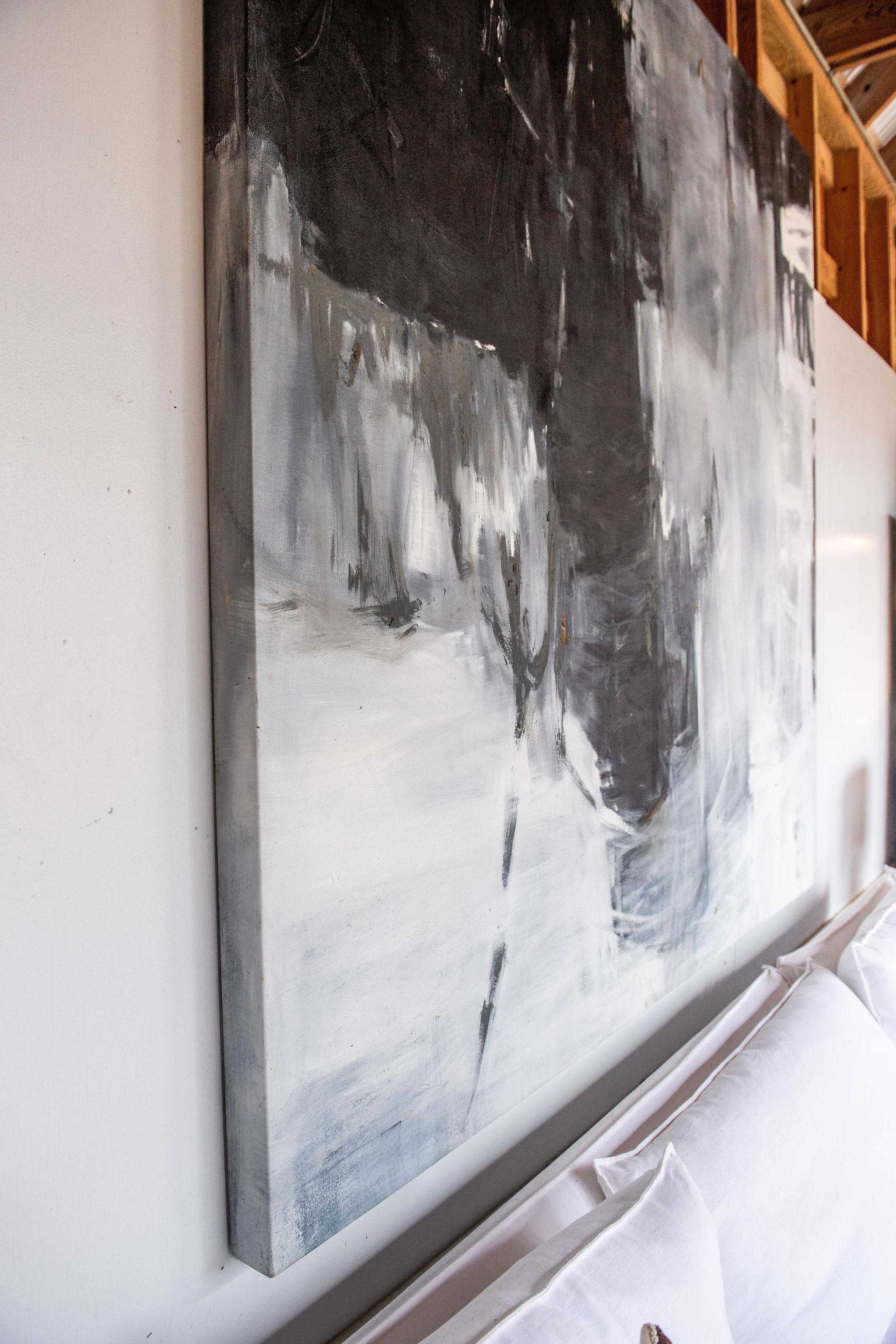 Monumental Black and White Abstract Painting,  Oil, by Dixie Purvis (Unbekannt) im Angebot