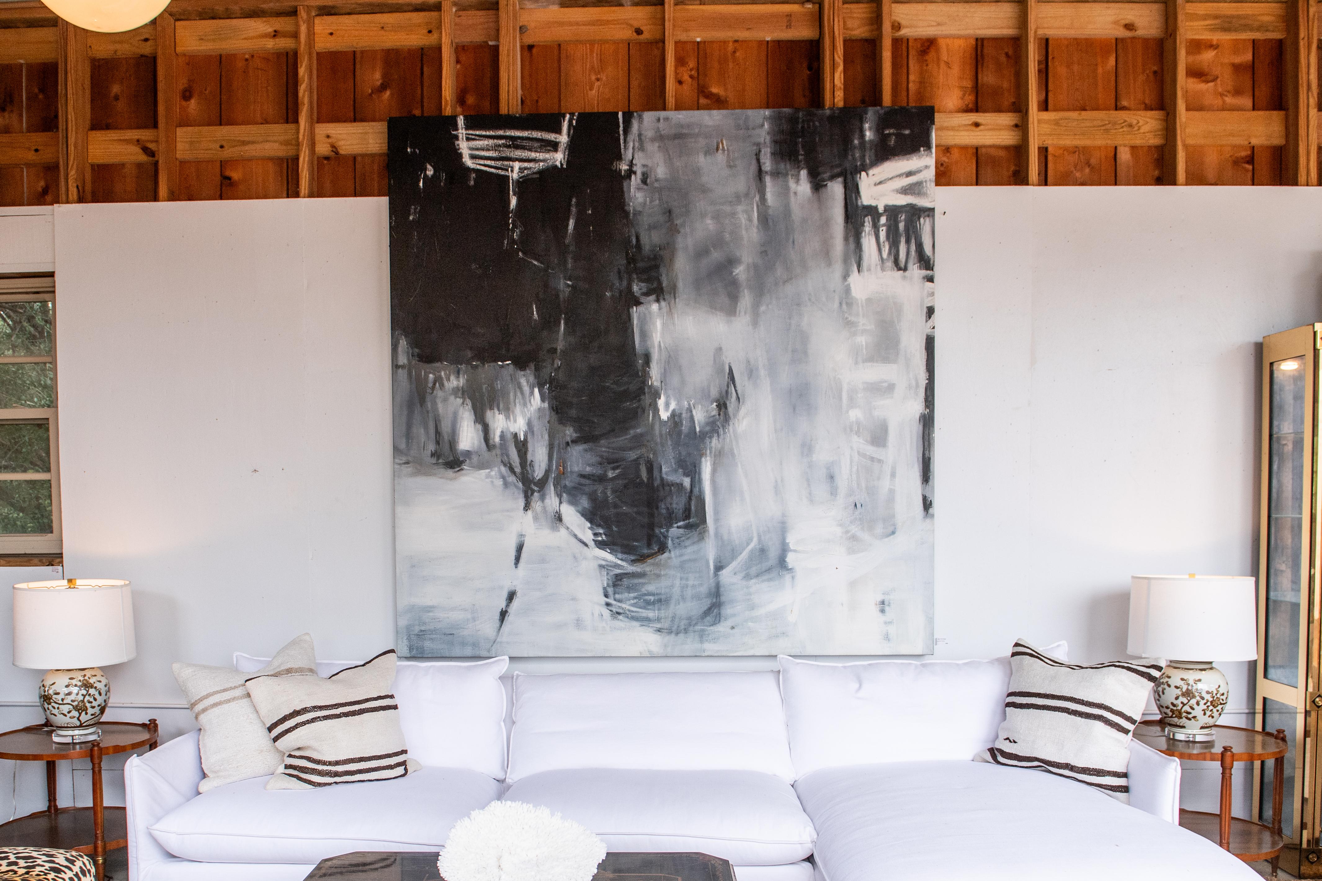 Monumental Black and White Abstract Painting,  Oil, by Dixie Purvis im Zustand „Gut“ im Angebot in Wichita, KS