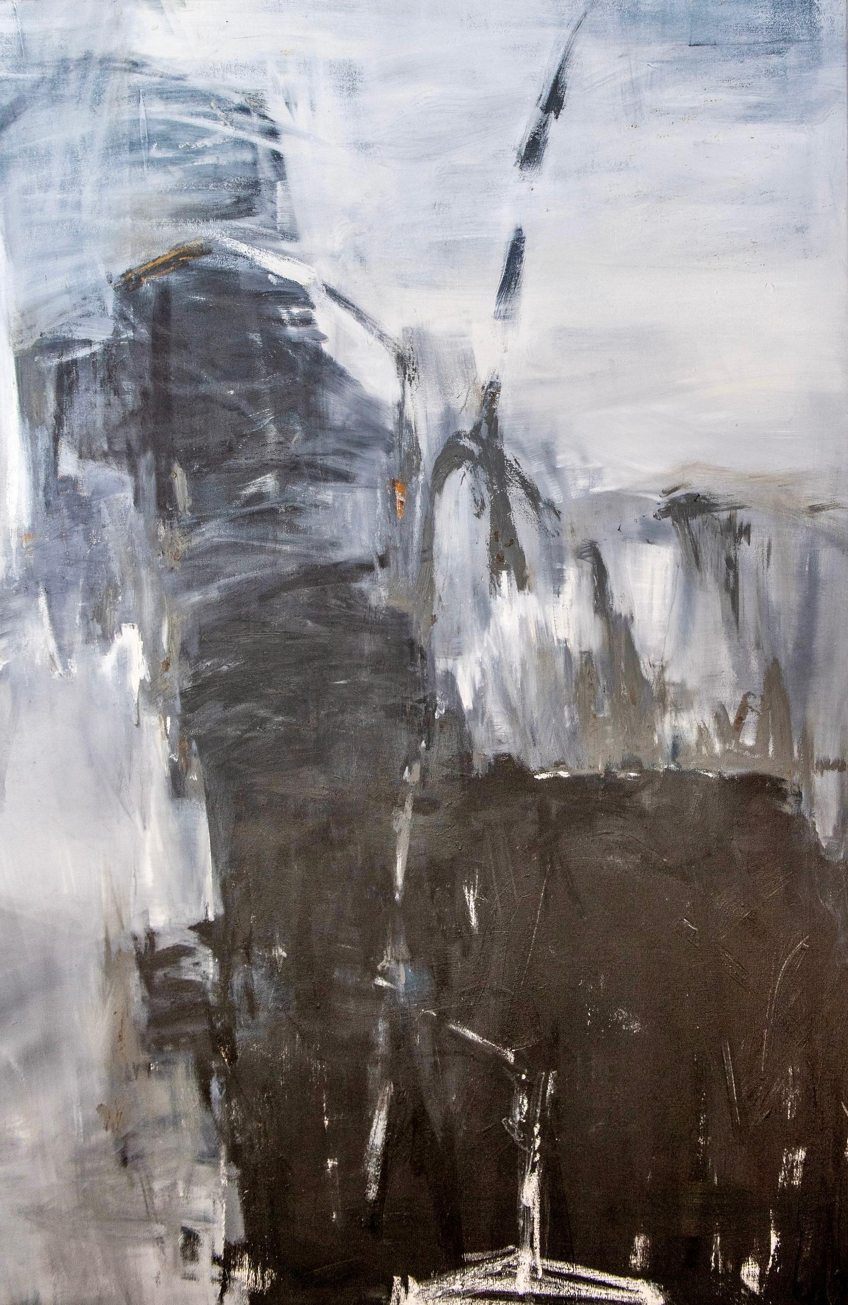 Monumental Black and White Abstract Painting,  Oil, by Dixie Purvis (Leinwand) im Angebot