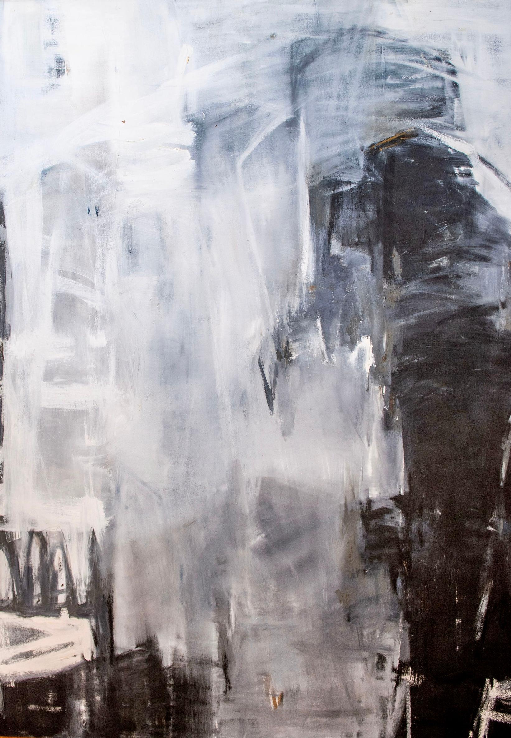 Monumental Black and White Abstract Painting,  Oil, by Dixie Purvis im Angebot 1