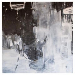 Monumental Black and White Abstract Painting,  Oil, by Dixie Purvis