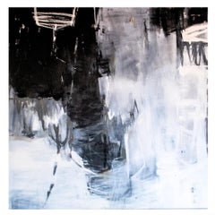 Monumental Black and White Abstract Painting,  Oil, by Dixie Purvis