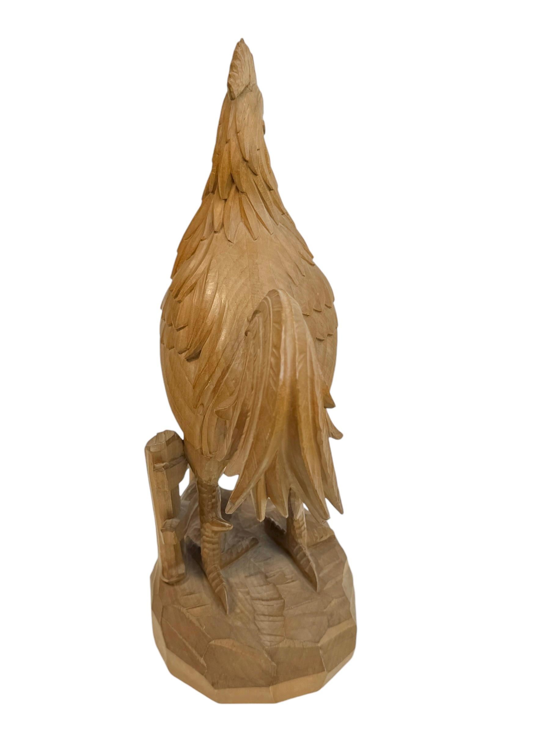 Monumental Black Forest Rooster Statue wood carved, Germany Nuremberg For Sale 4