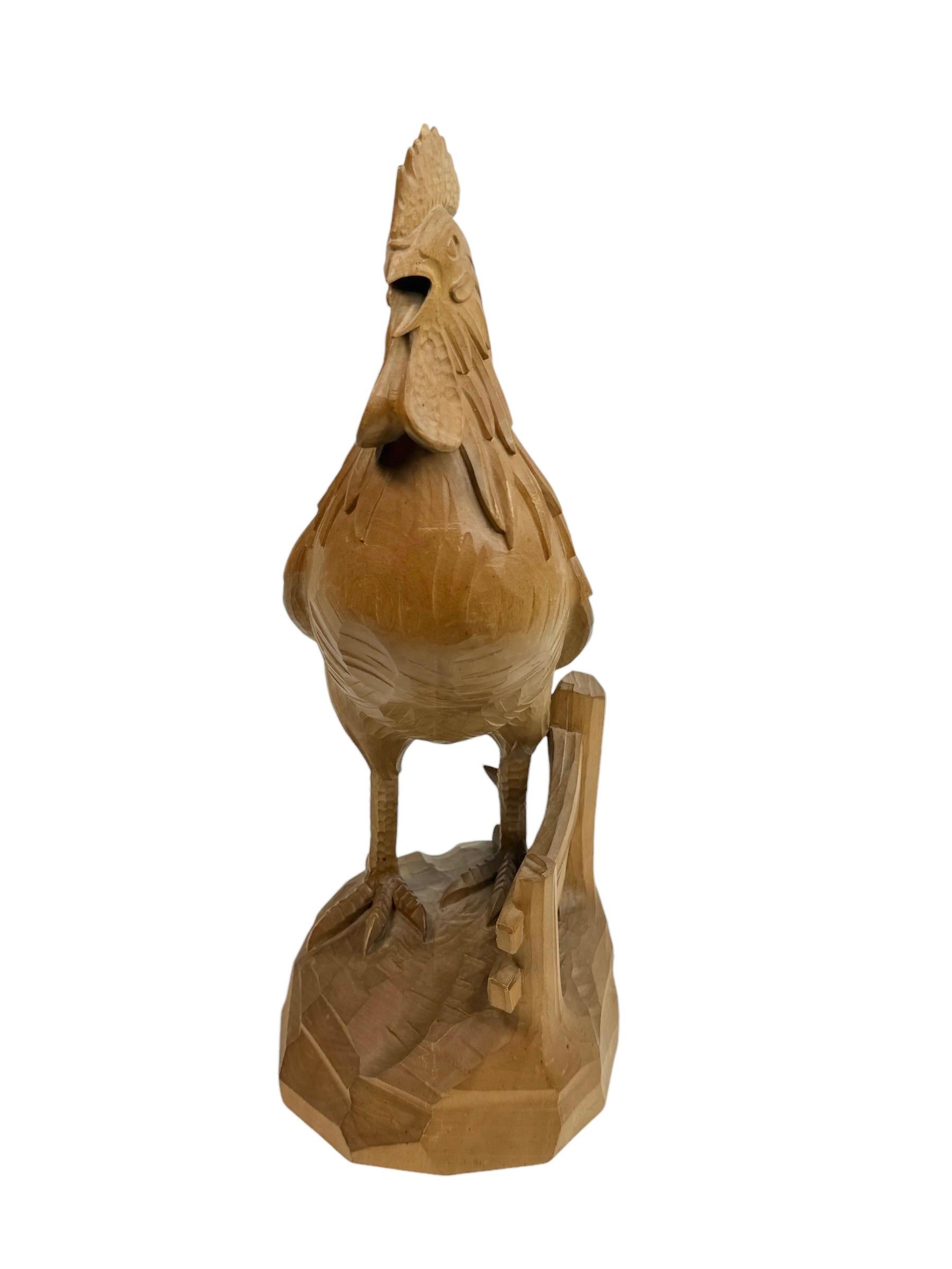 Monumental Black Forest Rooster Statue wood carved, Germany Nuremberg For Sale 5