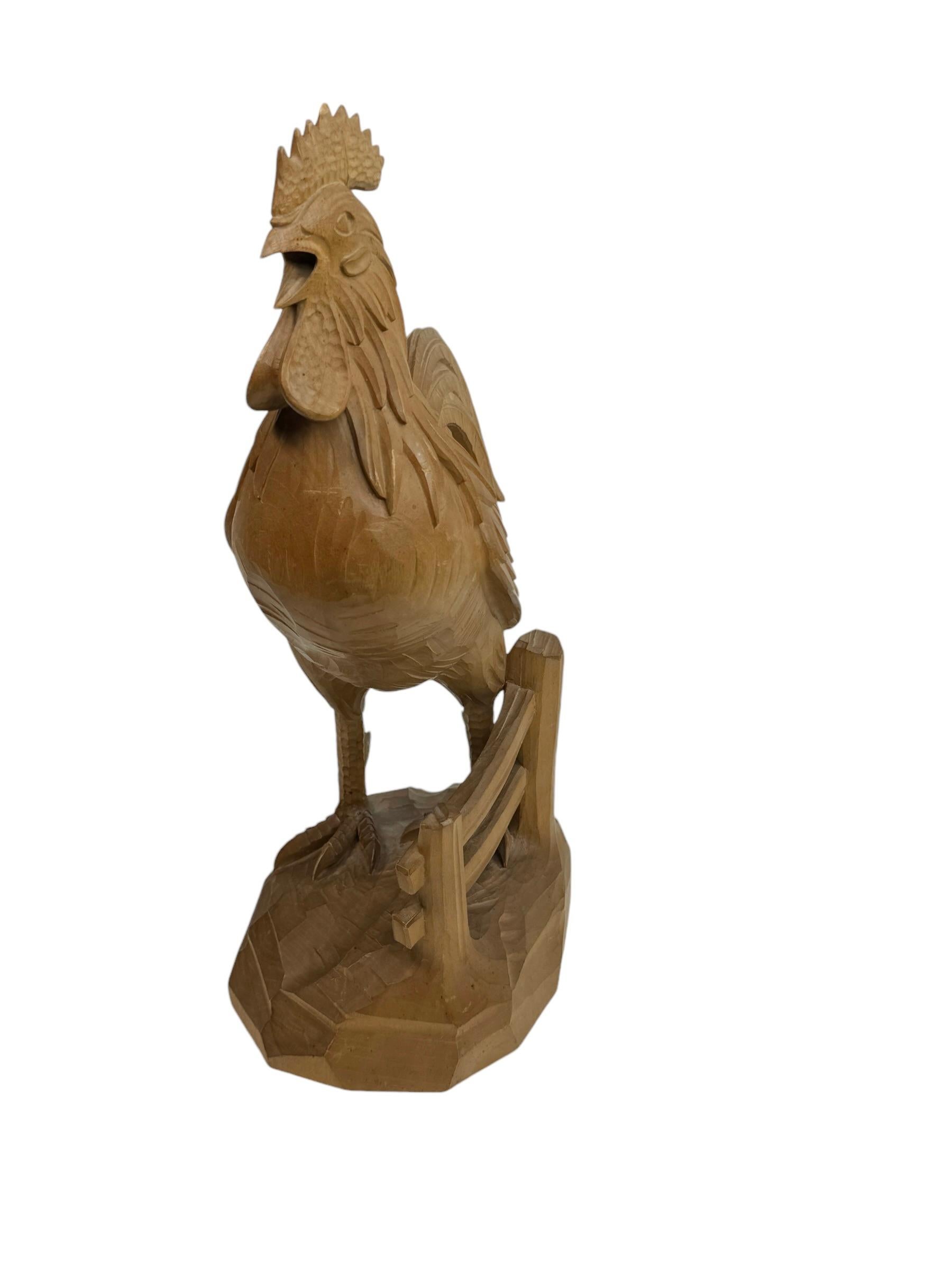 Monumental Black Forest Rooster Statue wood carved, Germany Nuremberg For Sale 6